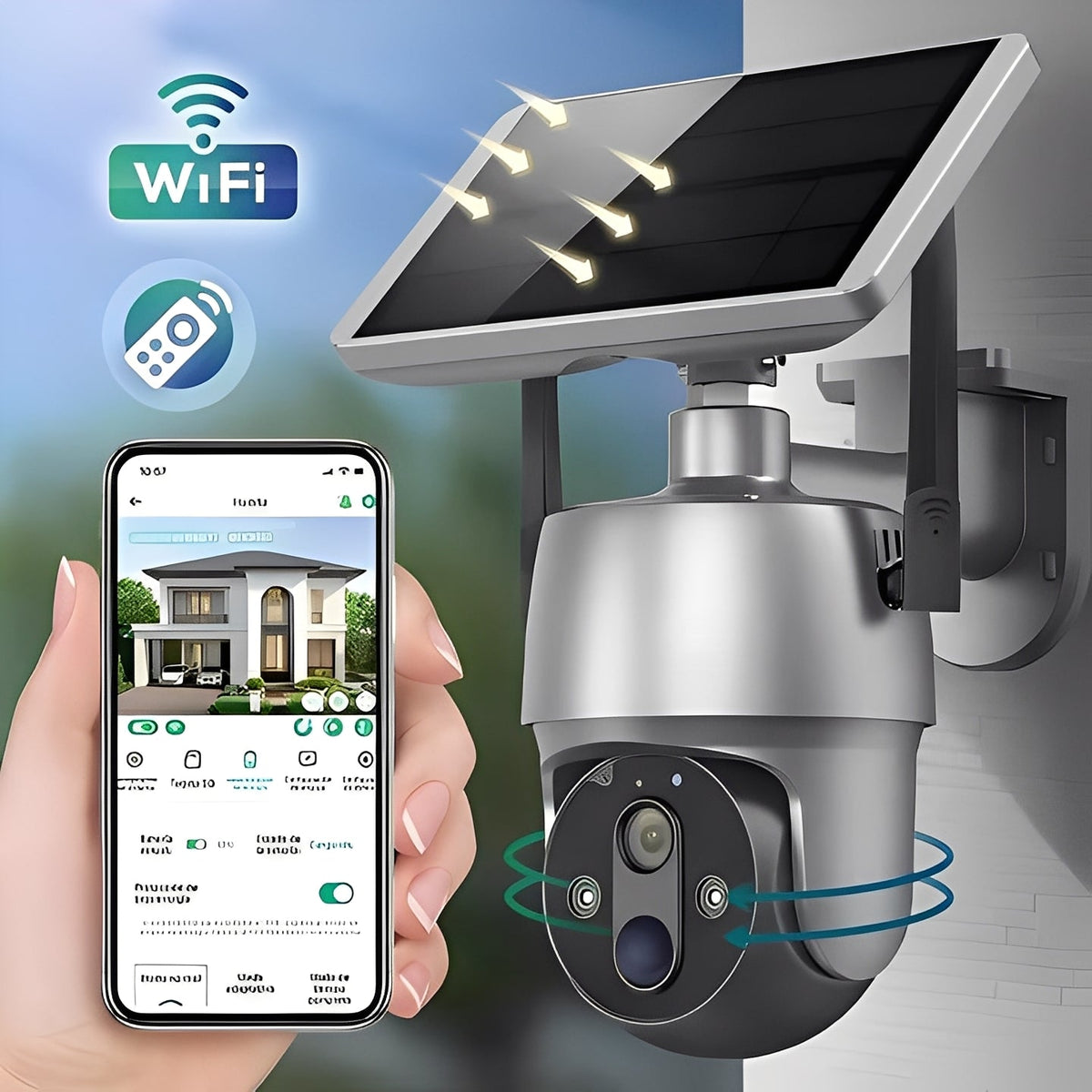 Solar Powered Wireless Outdoor Camera with 355 Degree Rotation, 1080P Video and Color Night Viewing