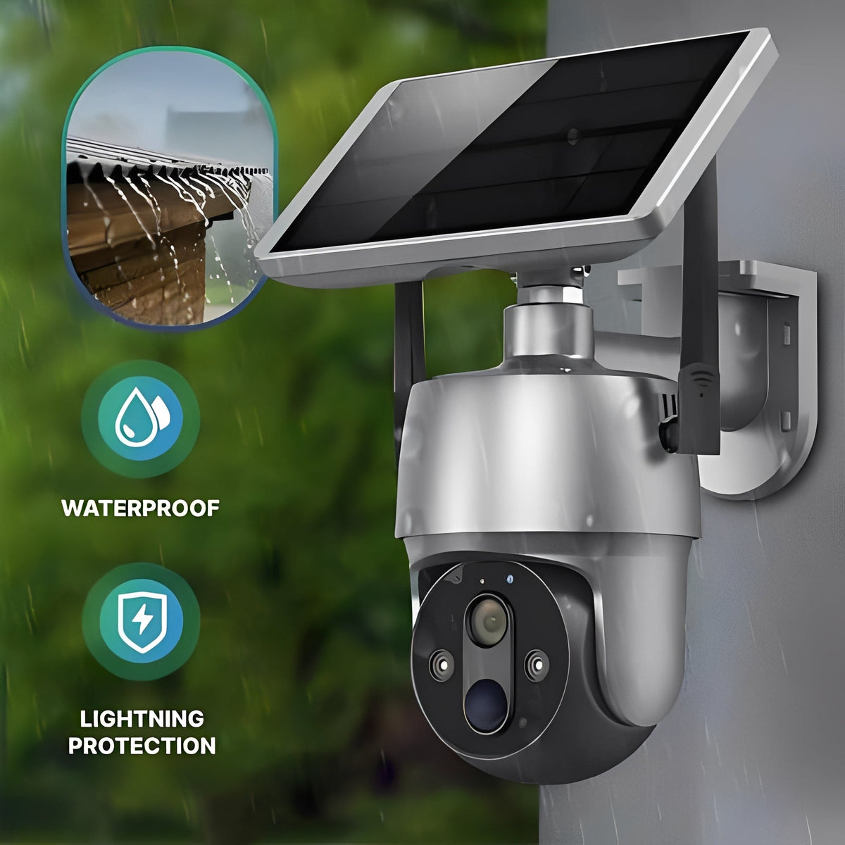 Solar Powered Wireless Outdoor Camera with 355 Degree Rotation, 1080P Video and Color Night Viewing