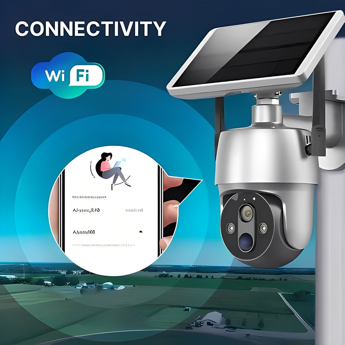Solar Powered Wireless Outdoor Camera with 355 Degree Rotation, 1080P Video and Color Night Viewing