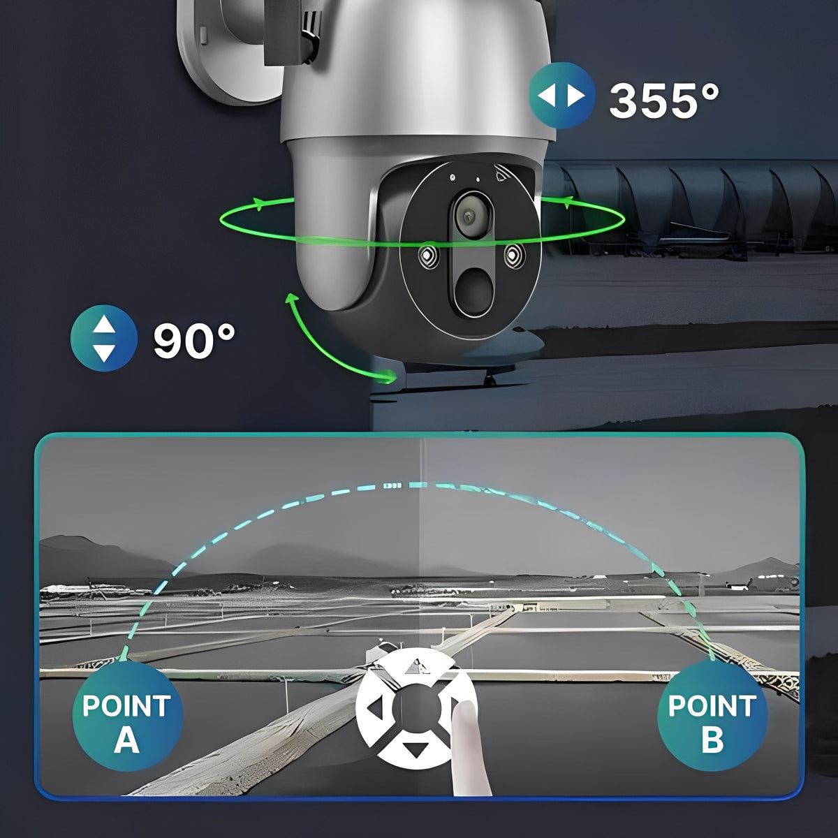Solar Powered Wireless Outdoor Camera with 355 Degree Rotation, 1080P Video and Color Night Viewing