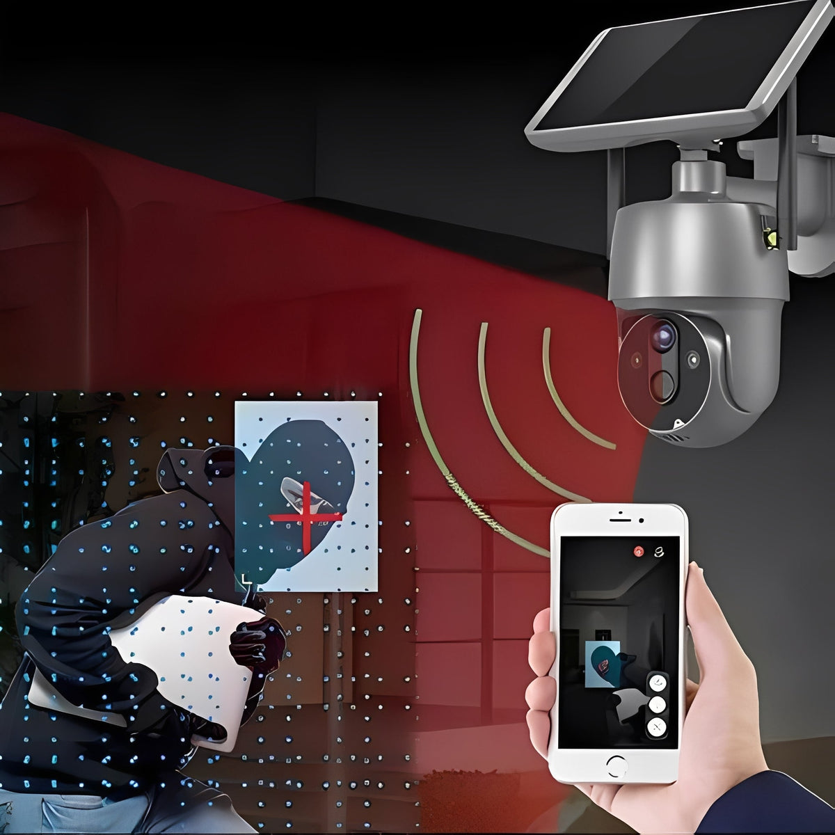 Solar Powered Wireless Outdoor Camera with 355 Degree Rotation, 1080P Video and Color Night Viewing