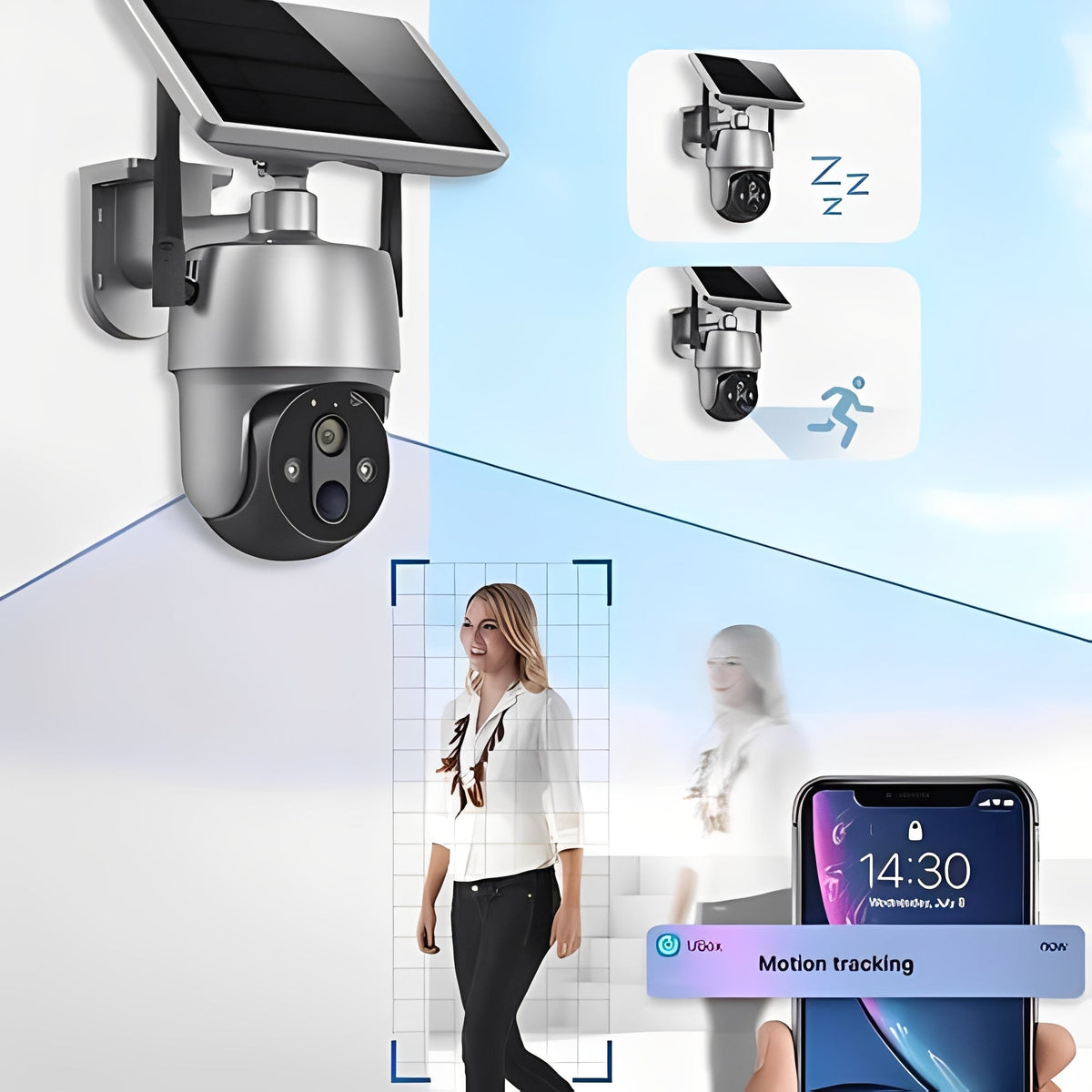 Solar Powered Wireless Outdoor Camera with 355 Degree Rotation, 1080P Video and Color Night Viewing