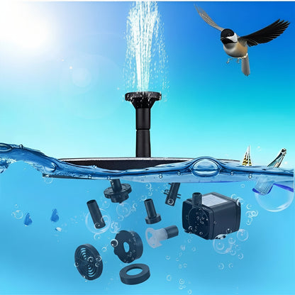 Floating Solar Fountain Pump with Multiple Spray Heads for Birdbaths and Ponds