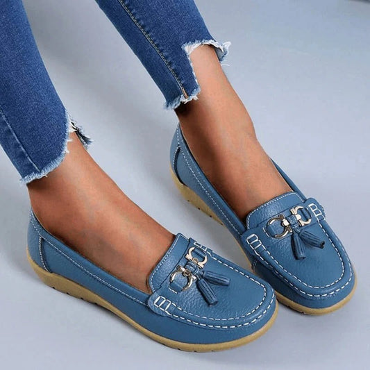 Leather Loafers with Insole Curve Design for Women