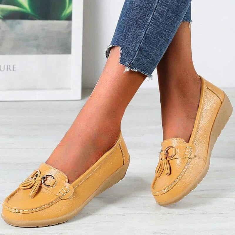 Leather Loafers with Insole Curve Design for Women