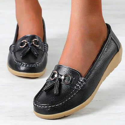 Leather Loafers with Insole Curve Design for Women