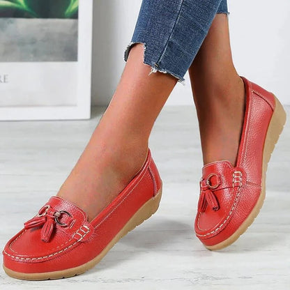 Leather Loafers with Insole Curve Design for Women