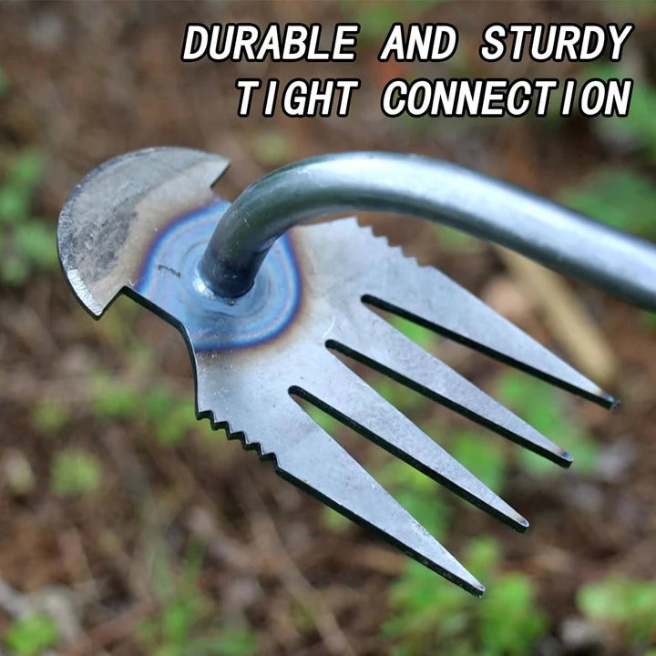Hand Weeding Tool Remover with Four Steel Teeth for Lawn Care