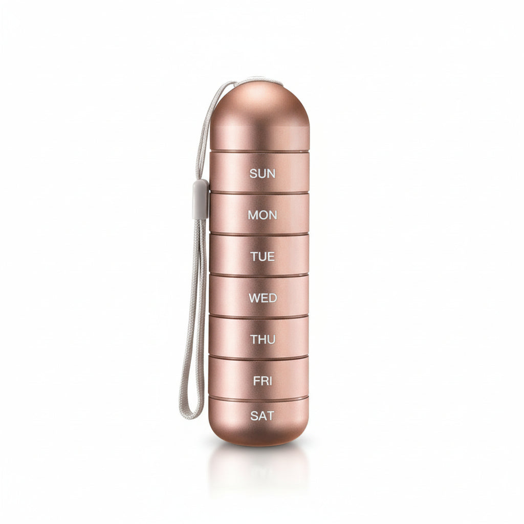 Travel Aluminum Pill Case with 7 Compartments