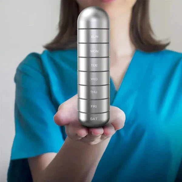 Travel Aluminum Pill Case with 7 Compartments