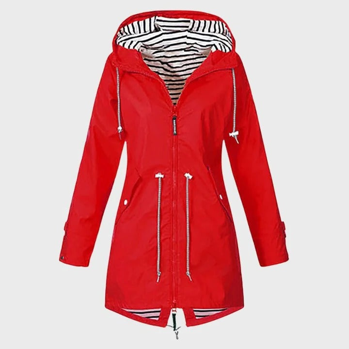 Rain Jacket with Adjustable Hood for Women