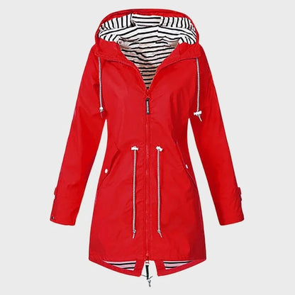 Rain Jacket with Adjustable Hood for Women