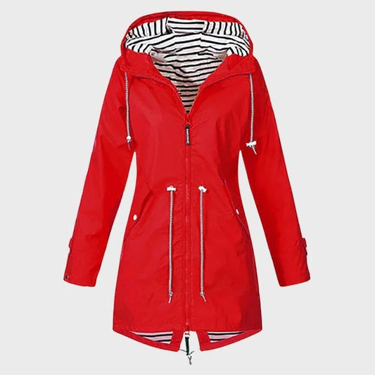 Rain Jacket with Adjustable Hood for Women