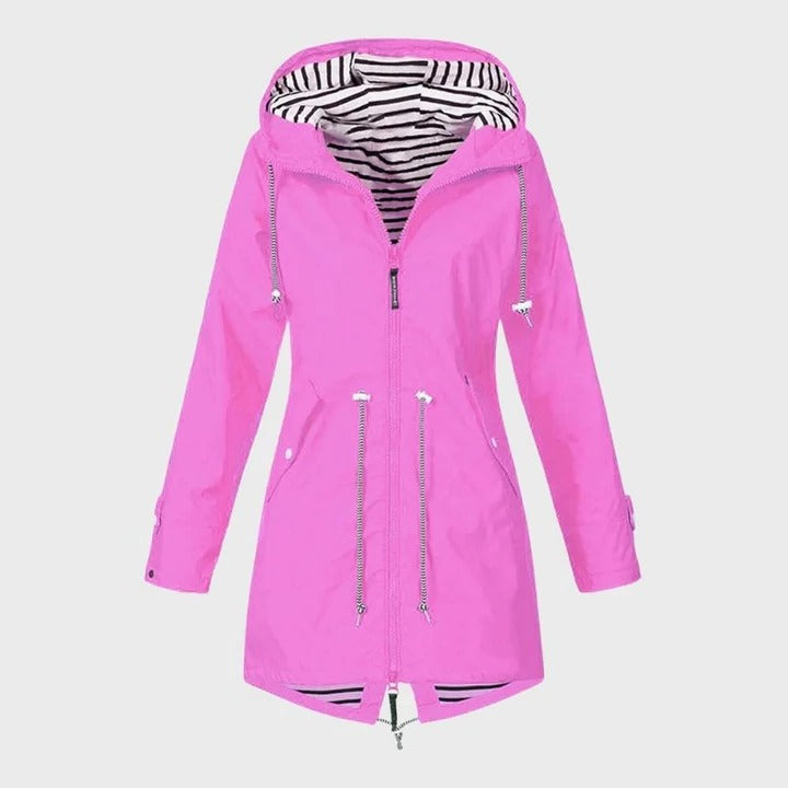 Rain Jacket with Adjustable Hood for Women
