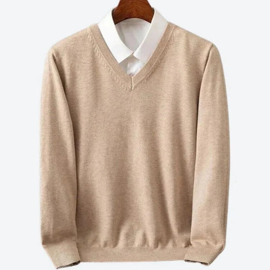 Cashmere Sweater with V-Neck Pullover Style for Men