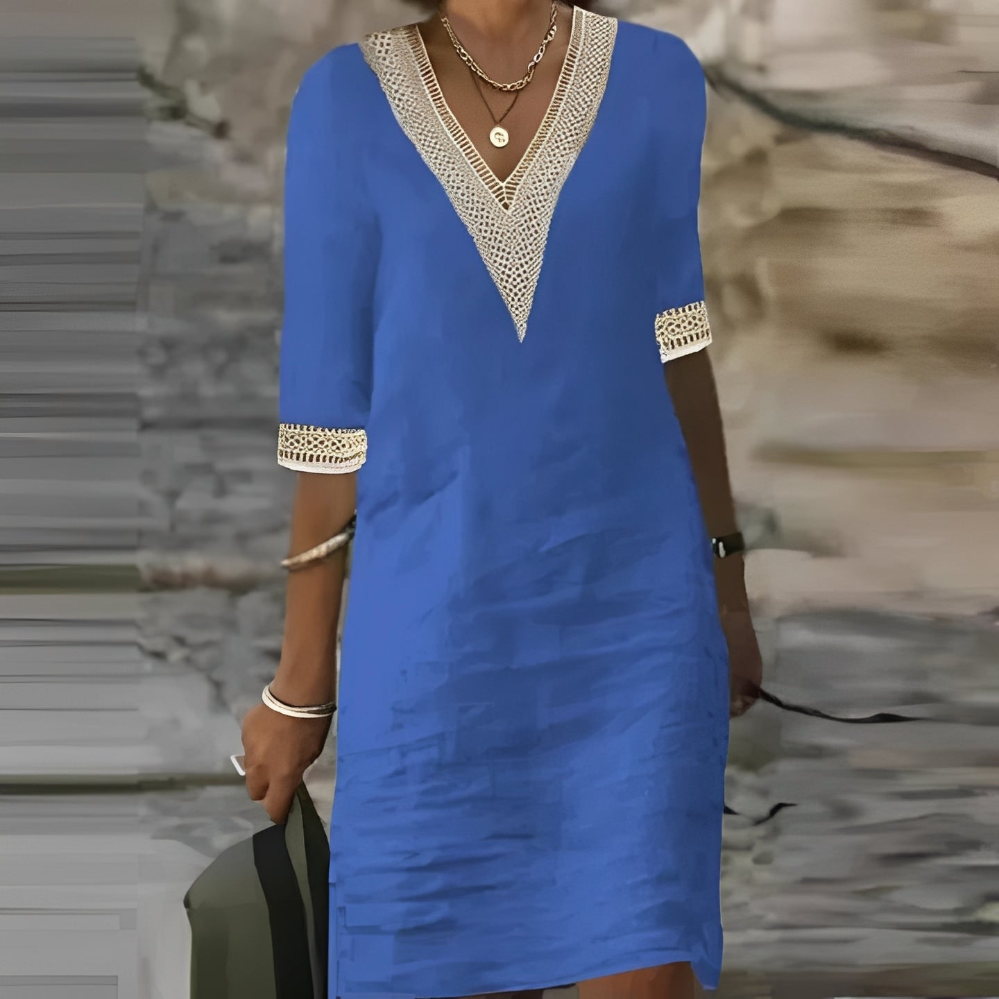Womens Linen Summer Dress with Solid Color Design