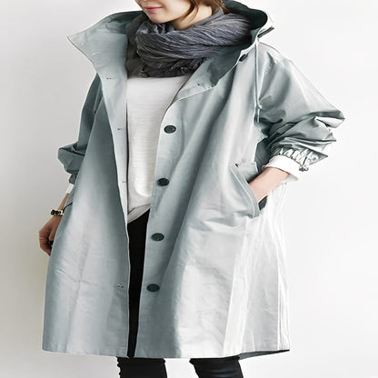 Long Trench Coat with Hood for Women