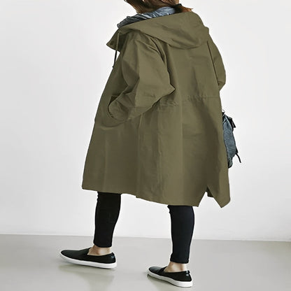Long Trench Coat with Hood for Women