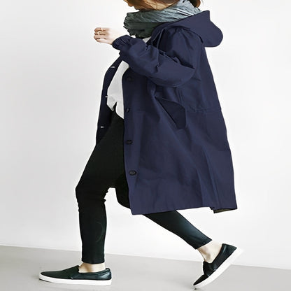 Long Trench Coat with Hood for Women