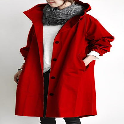 Long Trench Coat with Hood for Women