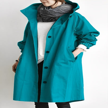 Long Trench Coat with Hood for Women