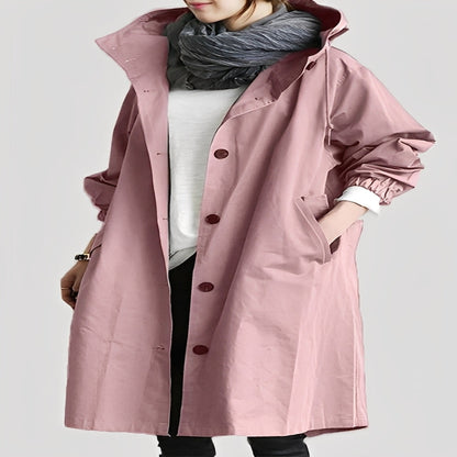 Long Trench Coat with Hood for Women