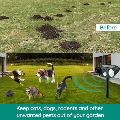 Solar Powered Ultrasonic Armadillo Deterrent Device with Motion Sensor