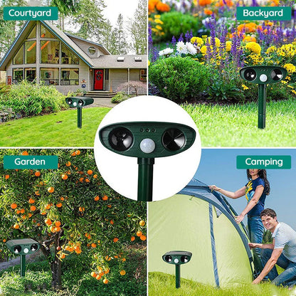 Solar Powered Ultrasonic Armadillo Deterrent Device with Motion Sensor