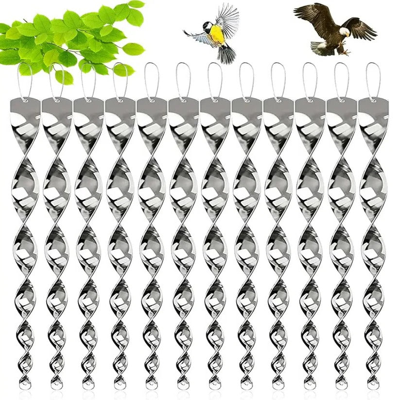 Spiral Bird Deterrent Rod with Reflective Finish for Outdoor Use