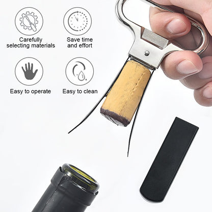 Professional Two-Prong Wine Opener for Old Red Wine with Metal Construction