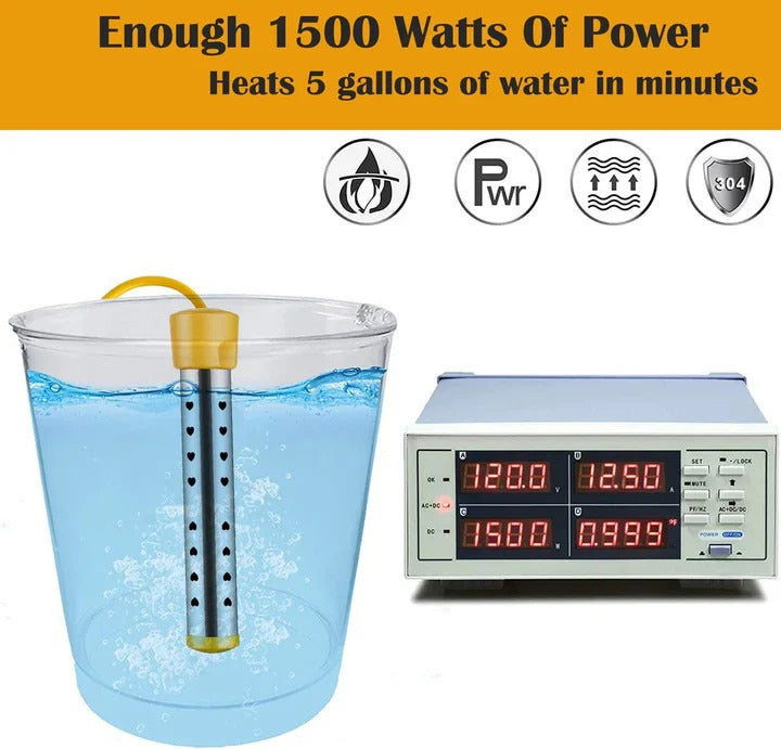 Portable Immersion Water Heater with Stainless Steel Coil