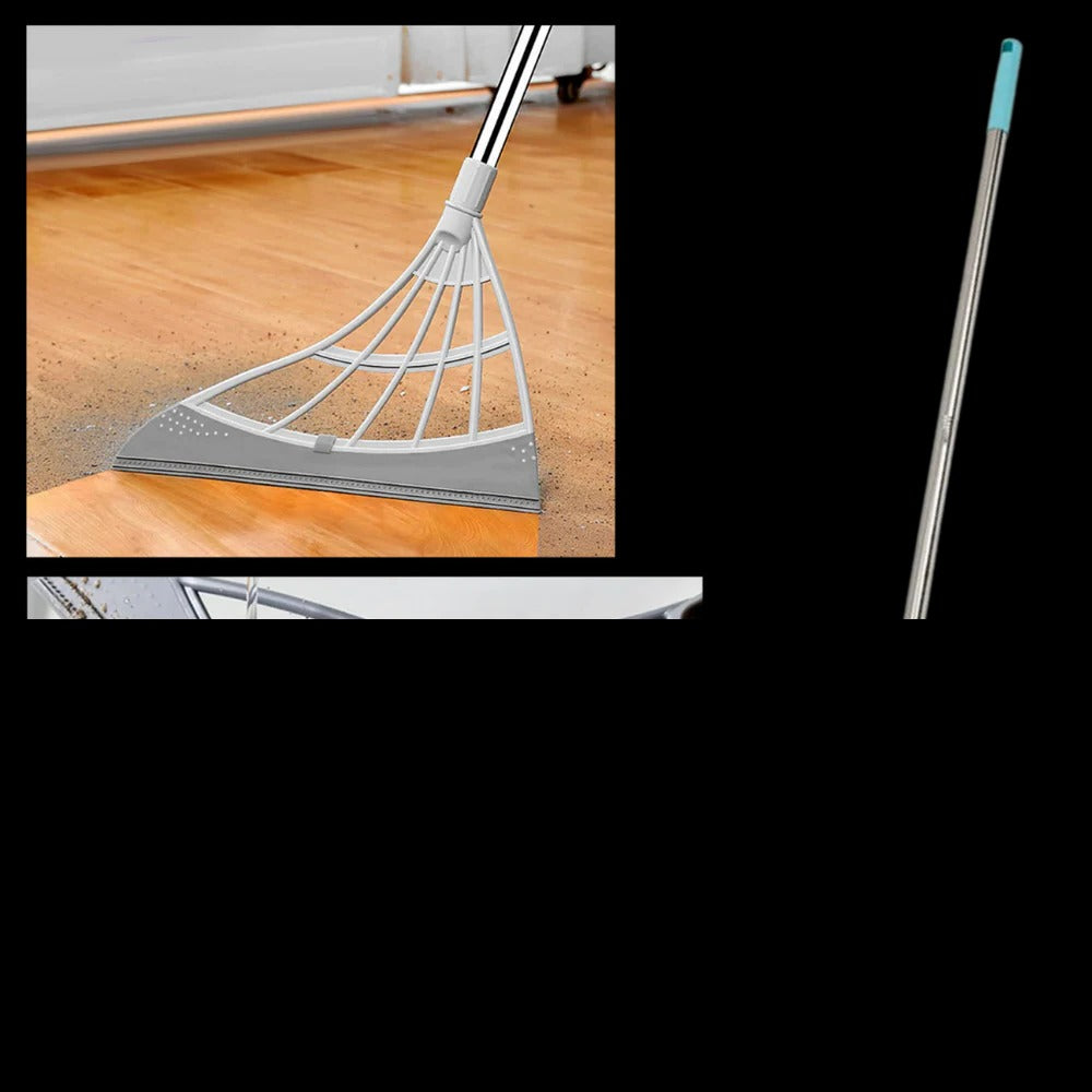 Multi-Surface Rubber Broom with Telescopic Pole