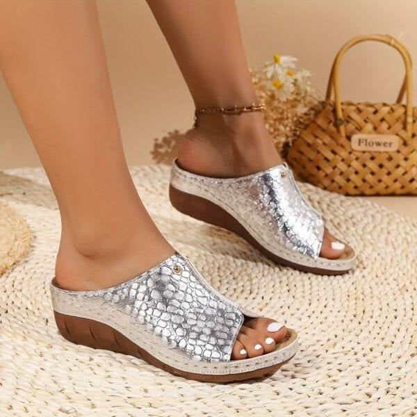 Supportive Sandals with Contoured Footbed and Wedge Sole for Women