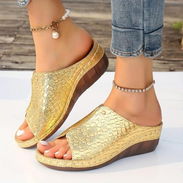 Supportive Sandals with Contoured Footbed and Wedge Sole for Women