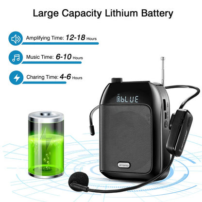 Bluetooth Wireless Voice Amplifier Portable Microphone Speaker for Teaching and Tours