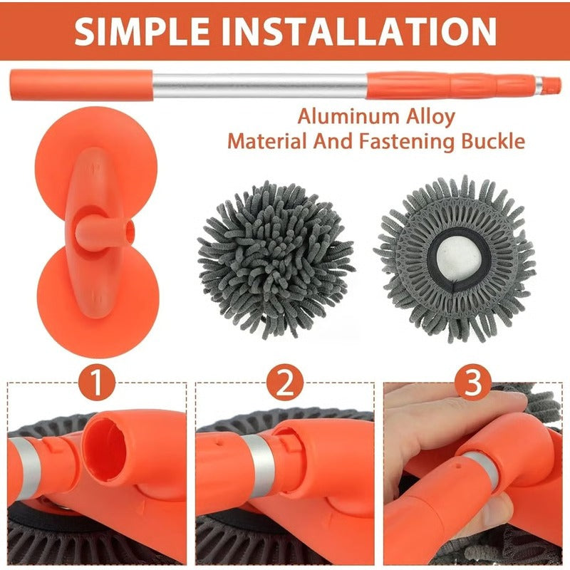 Retractable Car Wash Mop with Long Handle and 360 Degree Rotation