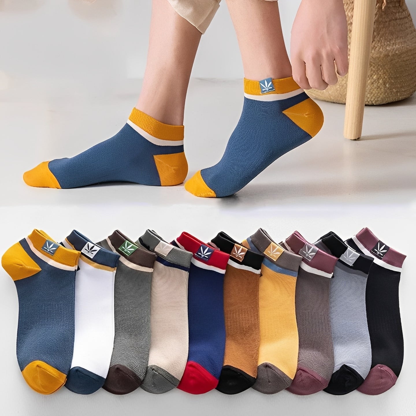 Ankle Socks, Assorted Colors for Men, 20 Pair Set