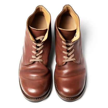 Lace Up Synthetic Leather Boots with Almond Toe for Women