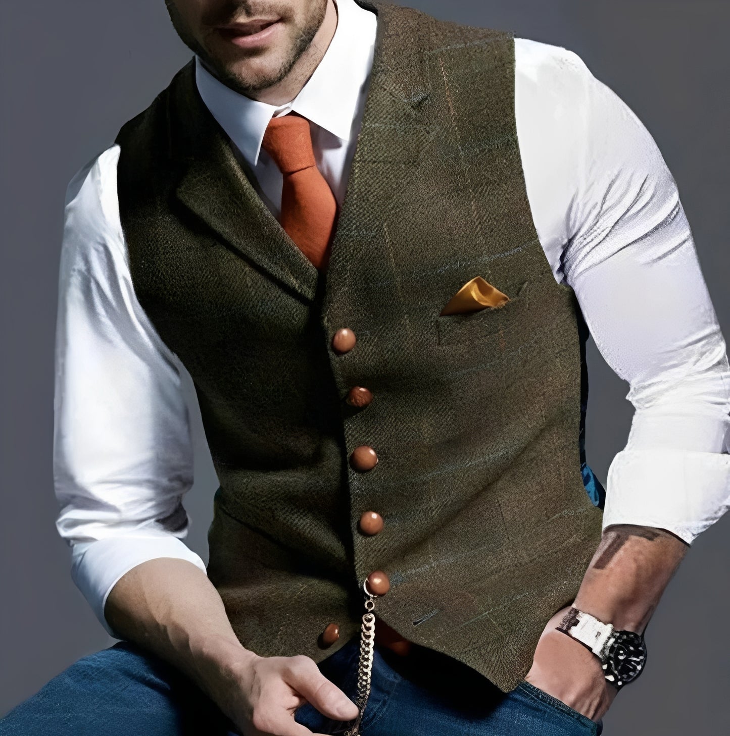 Waistcoat and Vintage Vest with Structured Cut