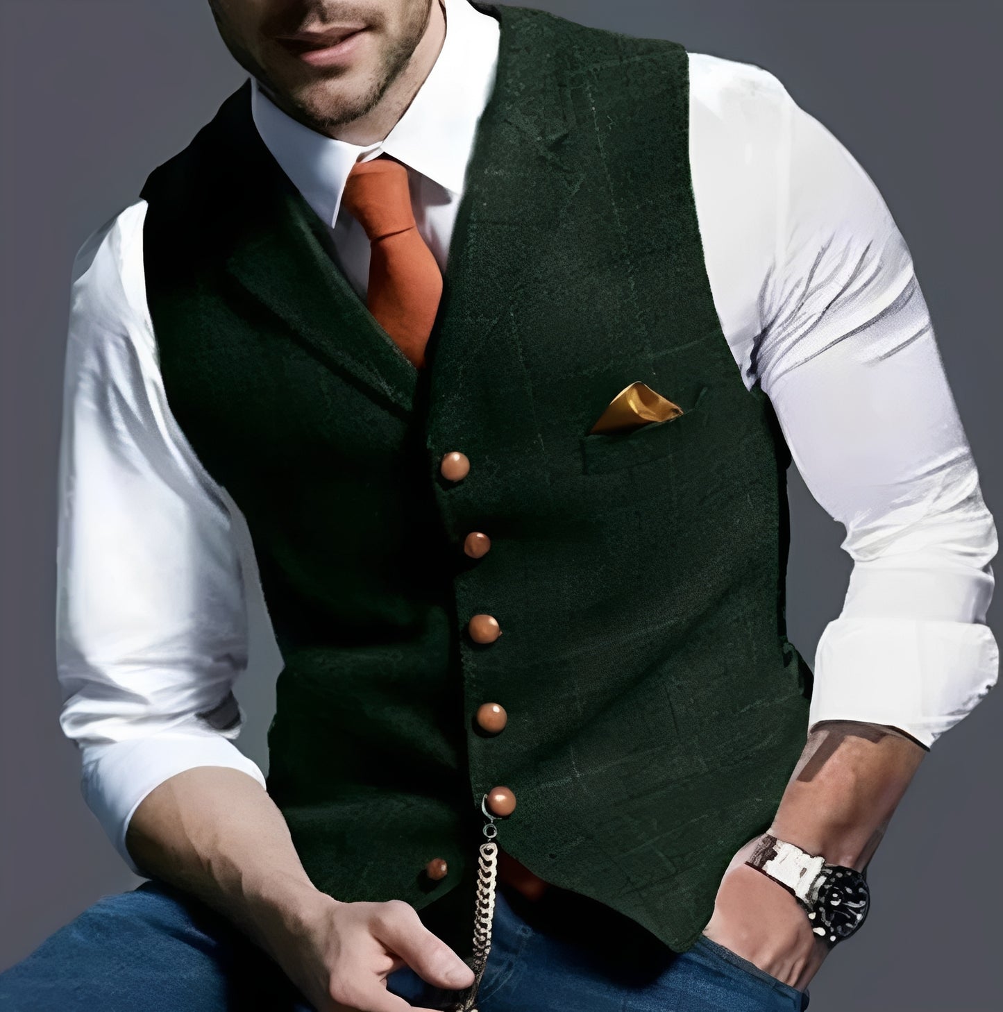 Waistcoat and Vintage Vest with Structured Cut