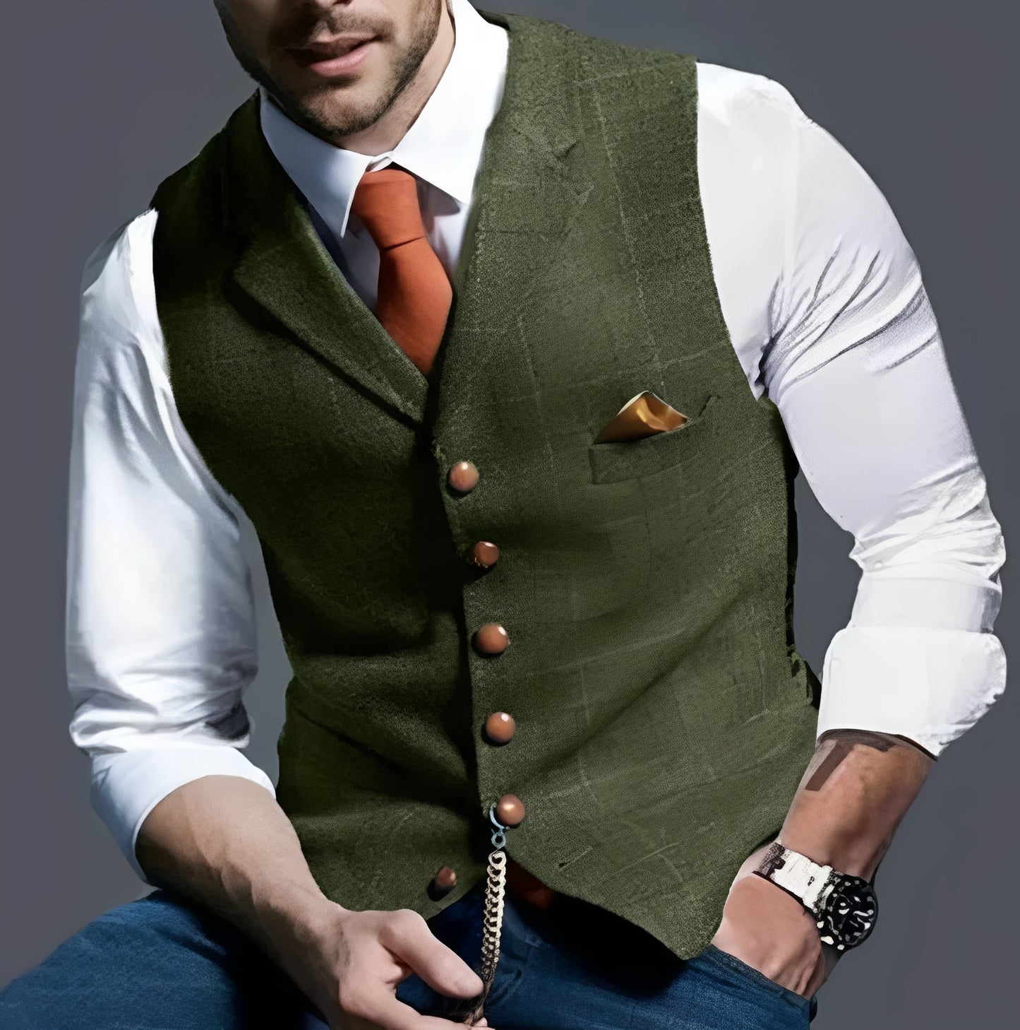 Waistcoat and Vintage Vest with Structured Cut