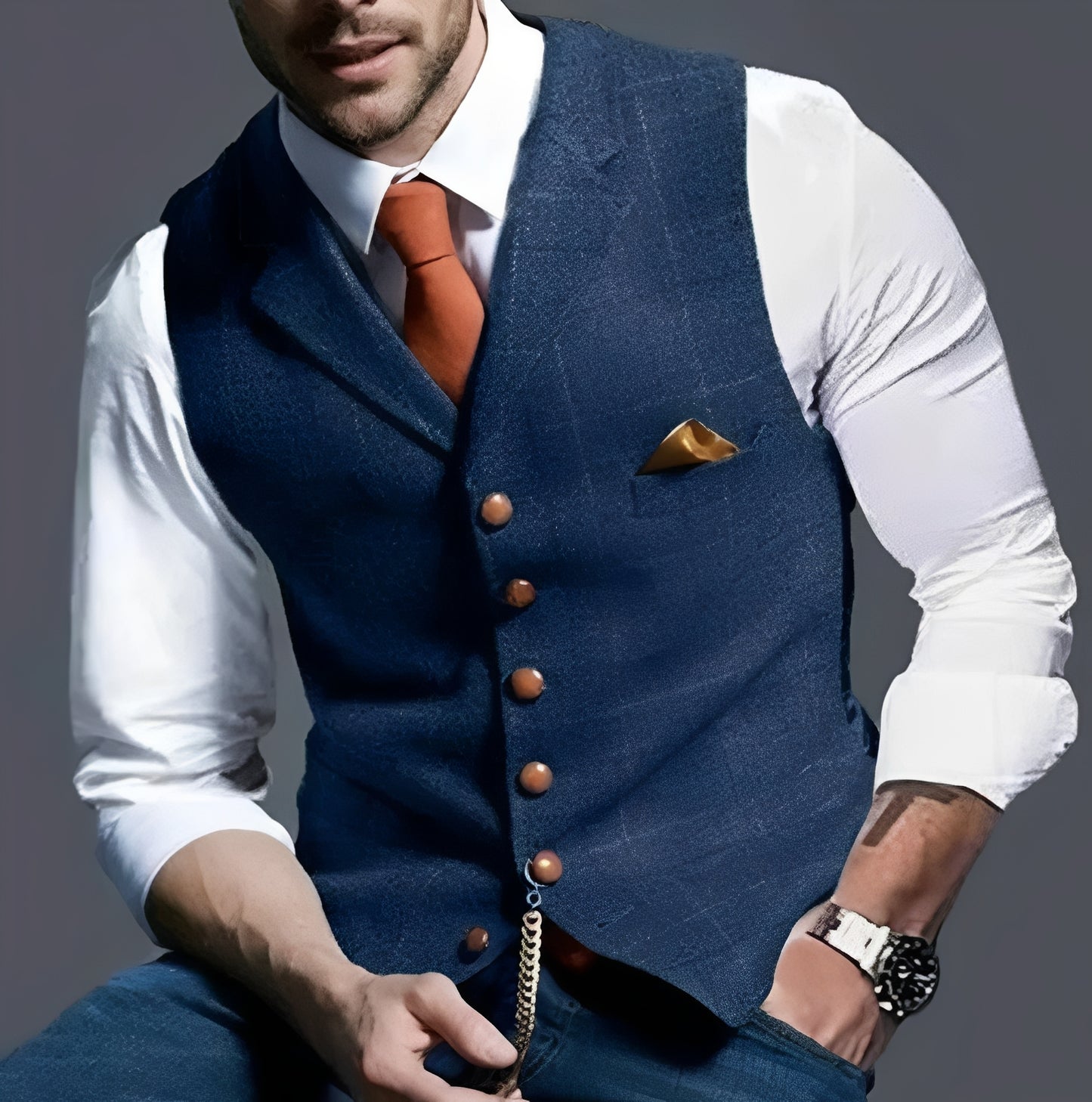Waistcoat and Vintage Vest with Structured Cut