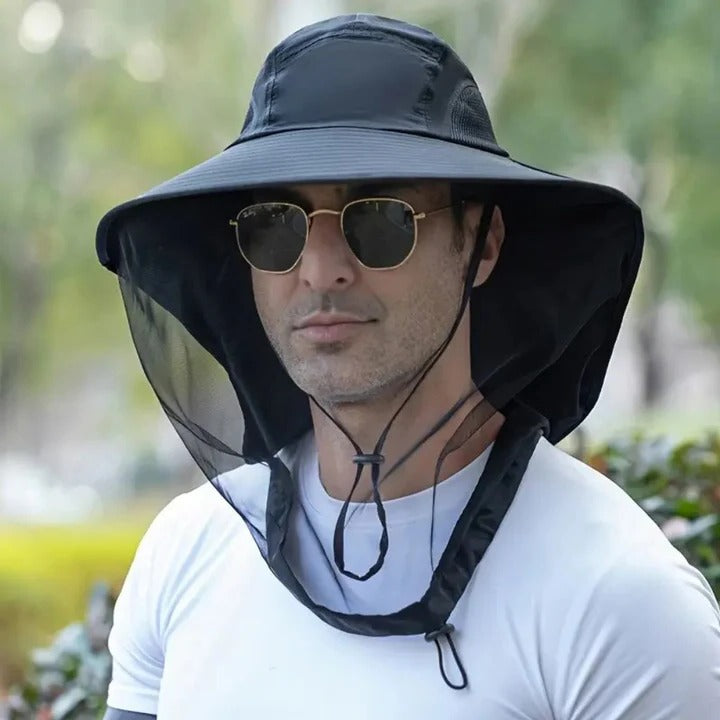 Wide Brim Sun Hat with Detachable Mosquito Net