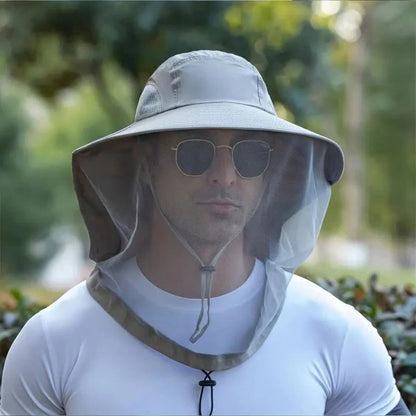 Wide Brim Sun Hat with Detachable Mosquito Net