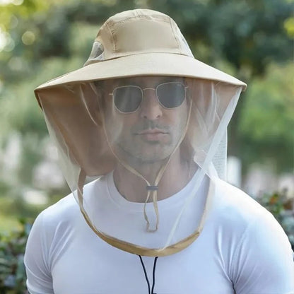 Wide Brim Sun Hat with Detachable Mosquito Net