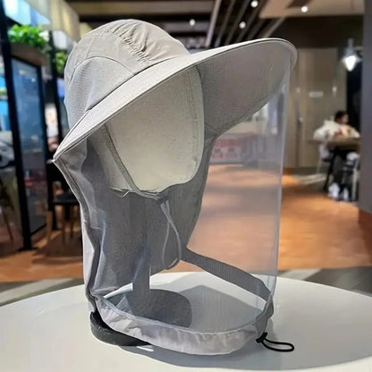 Wide Brim Sun Hat with Detachable Mosquito Net