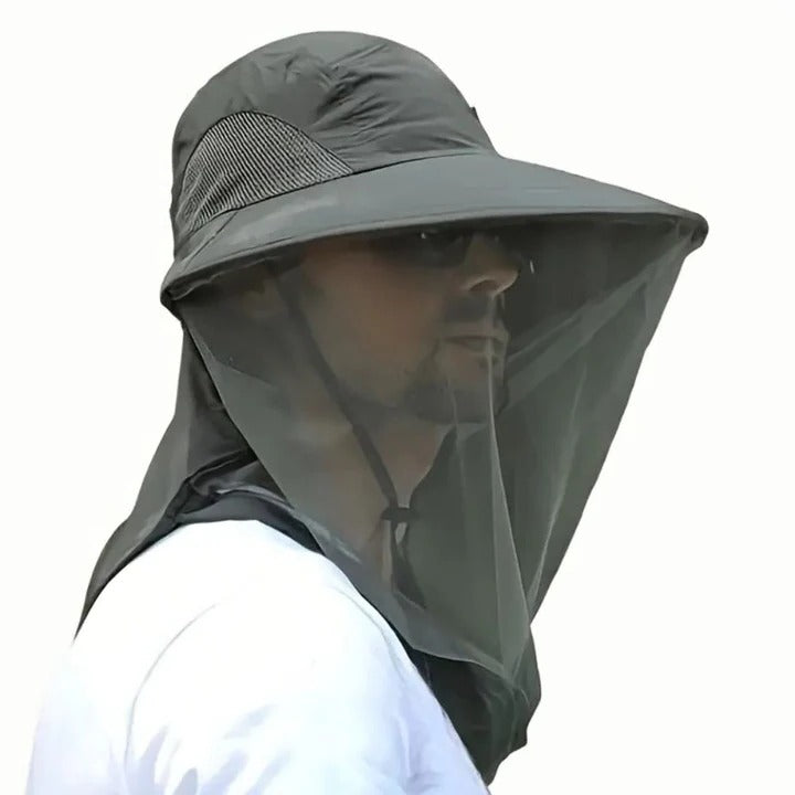 Wide Brim Sun Hat with Detachable Mosquito Net