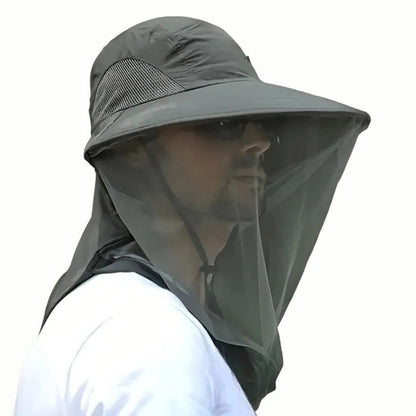 Wide Brim Sun Hat with Detachable Mosquito Net