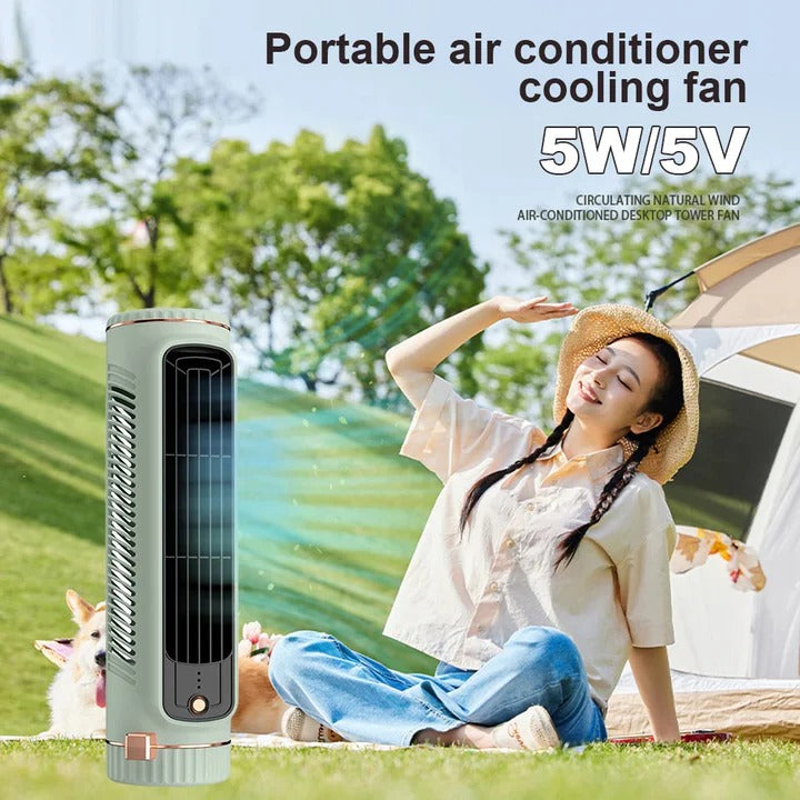 Portable Bladeless Tower Fan with USB Rechargeable Power