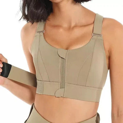 Front Zip Sports Bra with Adjustable Straps